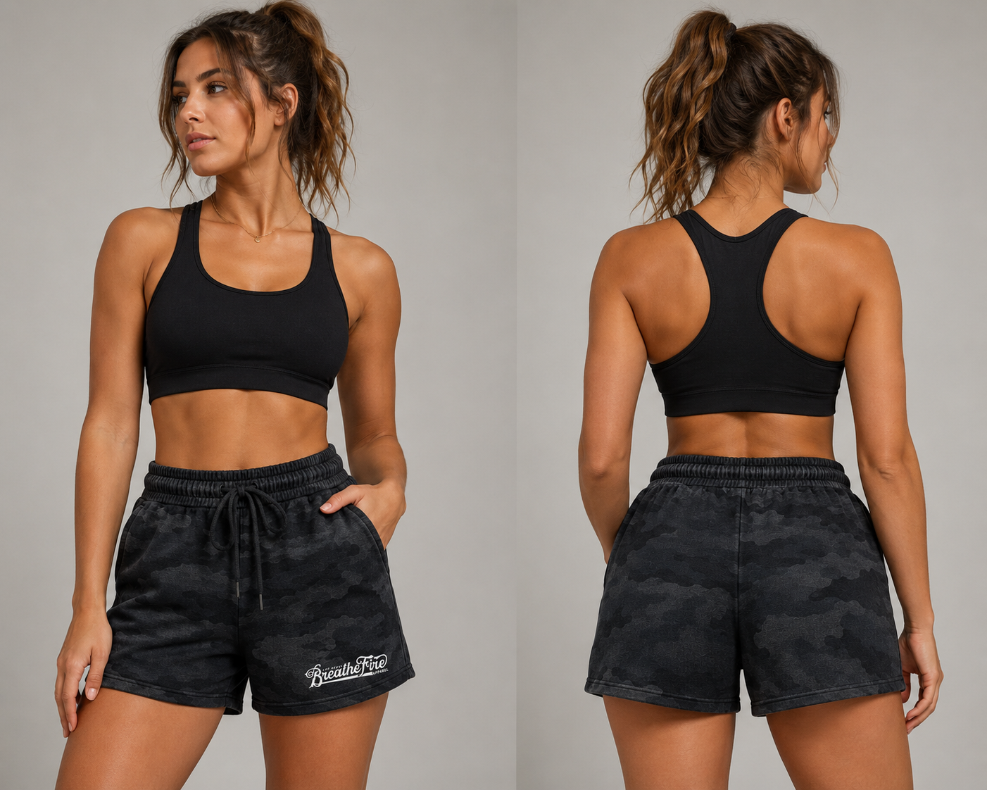 Black Camo Heather Shorts