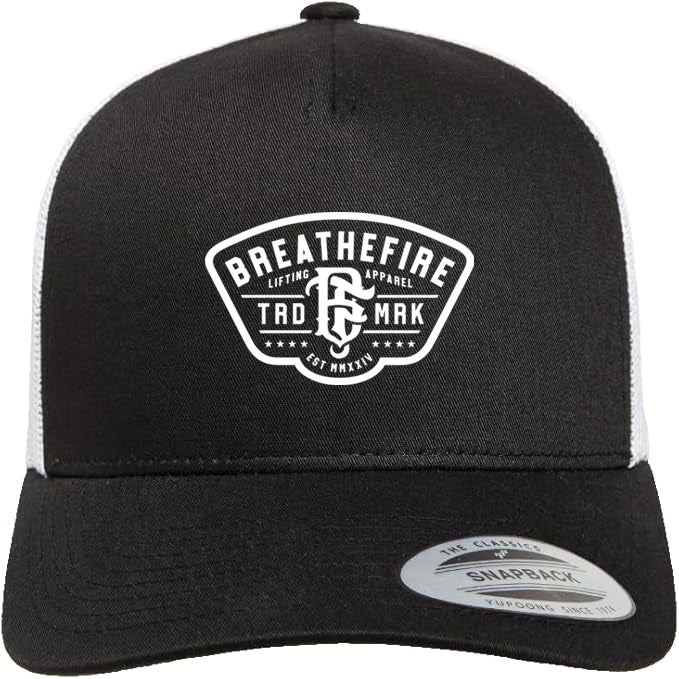 BreatheFire White Mesh Five-Panel Trucker Cap