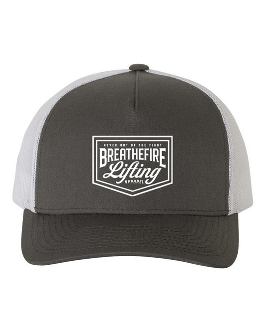 BreatheFire White Mesh Five-Panel Trucker Cap